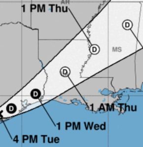 Map Tropical Depression Beta Over Lake Charles La